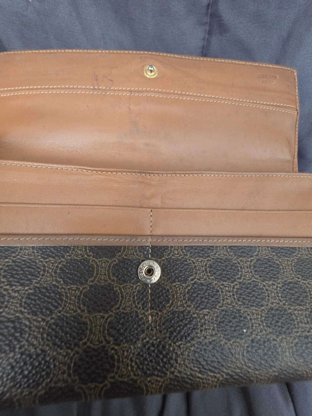 Authentic Celine Brown Monogram Continental Wallet with Tan Trim - Picture 8 of 13